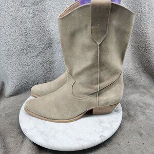 Cruza Shoes Womens Size 8.5 Rose Tan Suede Western Mid-Calf Boots *GUC*